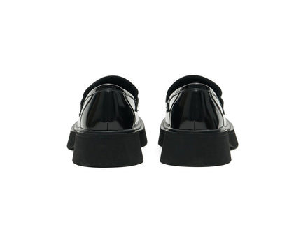 Women’s Glossy Leather Platform Loafers – British Style Slip-Ons