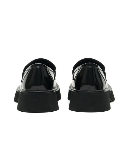 Damen Glossy Leder Platform Loafers – British Style Slip-Ons