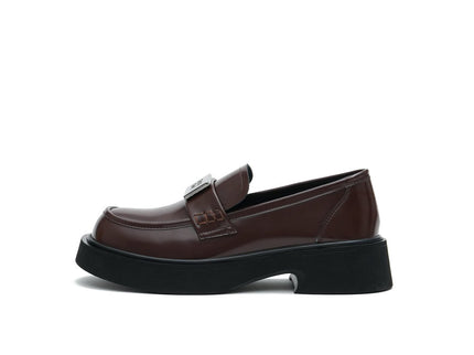 Women’s Glossy Leather Platform Loafers – British Style Slip-Ons