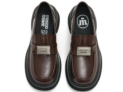 Damen Glossy Leder Platform Loafers – British Style Slip-Ons
