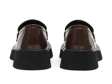 Damen Glossy Leder Platform Loafers – British Style Slip-Ons