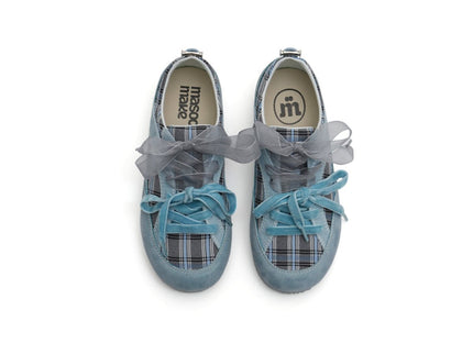 Women's Plaid Ribbon Lace GAT Sneakers – Coquette Flat Trainer Shoes