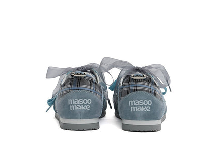Women's Plaid Ribbon Lace GAT Sneakers – Coquette Flat Trainer Shoes