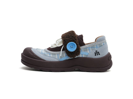 Women's Plaid Sherpa Chunky Sneakers – Cozy Lace-Up Shoes
