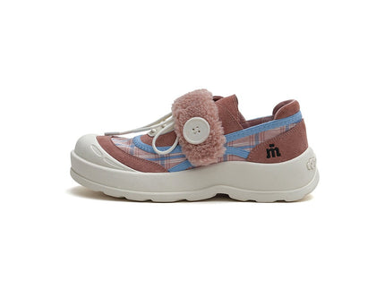 Women's Plaid Sherpa Chunky Sneakers – Cozy Lace-Up Shoes