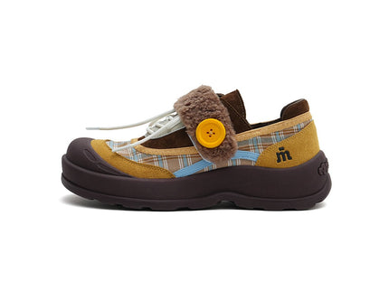 Women's Plaid Sherpa Chunky Sneakers – Cozy Lace-Up Shoes