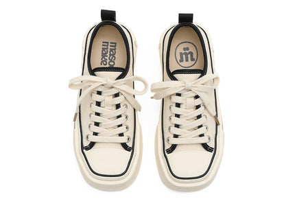 Women's Platform Canvas Low-Top Sneakers – Beige