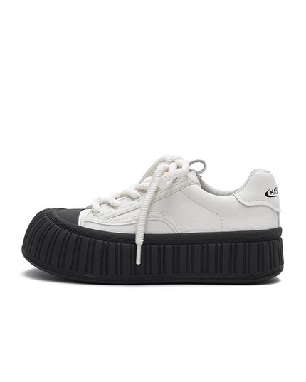 Masoomake Damen Platform Sneaker – Chunky Ribbed Sole Leder