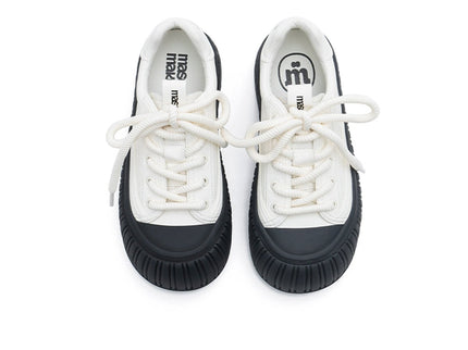 Women’s Platform Chunky Sports Sneakers – Ribbed Sole Leather Trainers