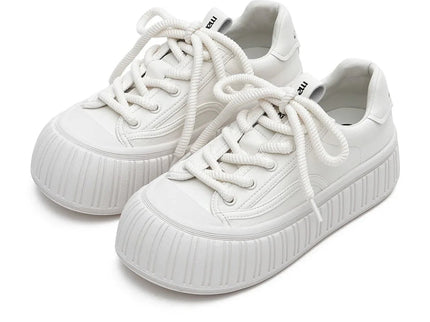 Masoomake Damen Platform Sneaker – Chunky Ribbed Sole Leder