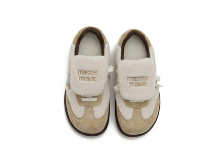 Women's Sherpa Velcro Sneakers – Plaid Star Patch Cozy Winter Shoes