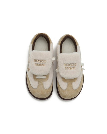 Women's Sherpa Velcro Sneakers – Plaid Star Patch Cozy Winter Shoes
