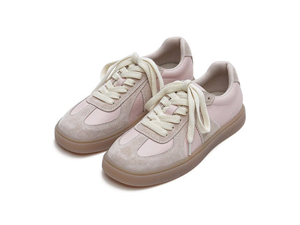 Women's Versatile Lightweight Flat Casual Sneakers – Suede Panel Gum Sole Trainers