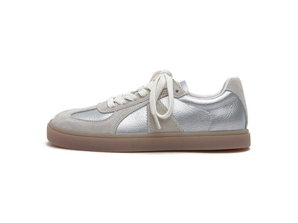 Women's Versatile Lightweight Flat Casual Sneakers – Suede Panel Gum Sole Trainers