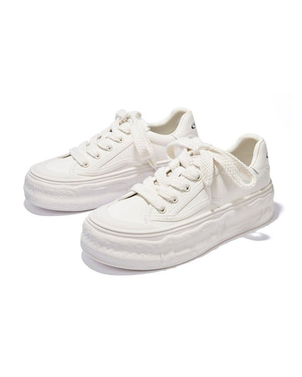Masoomake Damen Platform Sneaker – Wave Sole Weiss