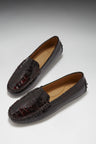 Damen Penny Driving Loafer, Braun Kroko-Print Lackleder – Hugs & Co.