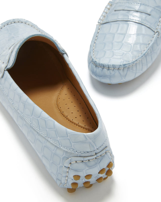 Women's Penny Driving Loafers, powder blue print patent leather-3