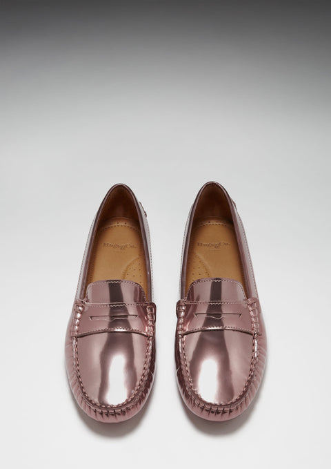 Women's Penny Driving Loafers, rose gold patent leather-2