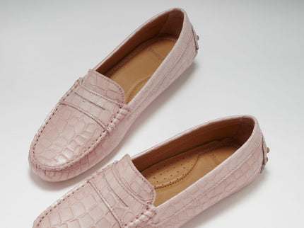 Women's Penny Driving Loafers, powder pink print patent leather