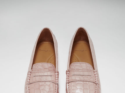 Women's Penny Driving Loafers, powder pink print patent leather