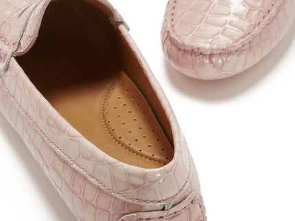 Women's Penny Driving Loafers, powder pink print patent leather