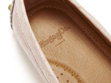 Women's Penny Driving Loafers, powder pink print patent leather