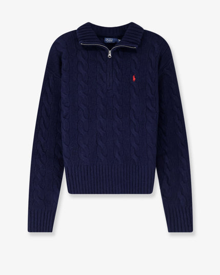 Wool and cashmere blend sweater with contrasting embroidered logo