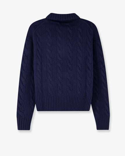 Wool and cashmere blend sweater with contrasting embroidered logo
