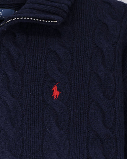 Wool and cashmere blend sweater with contrasting embroidered logo