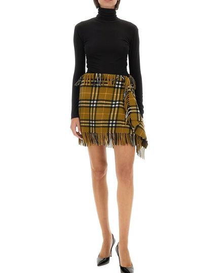 WOOL AND CASHMERE CHECK SCARF STYLE SKIRT