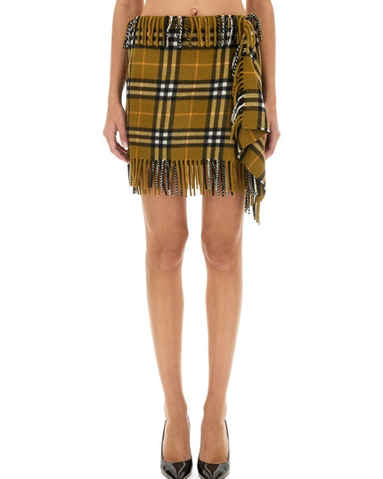 WOOL AND CASHMERE CHECK SCARF STYLE SKIRT
