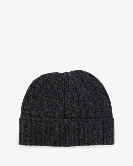 Wool blend cable knit beanie hat