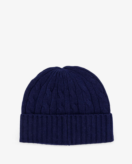 Wool blend cable knit beanie hat