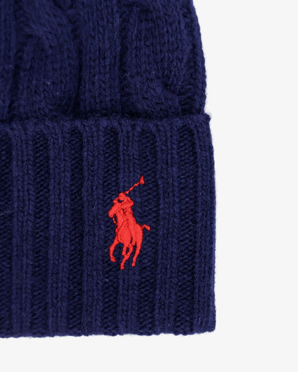 Wool blend cable knit beanie hat