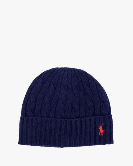Wool blend cable knit beanie hat