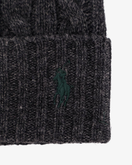Wool blend cable knit beanie hat