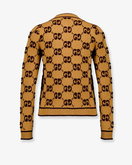 Wool cardigan with GG inlay