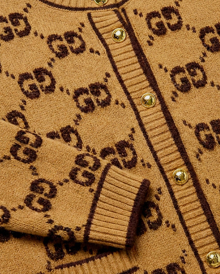 Wool cardigan with GG inlay
