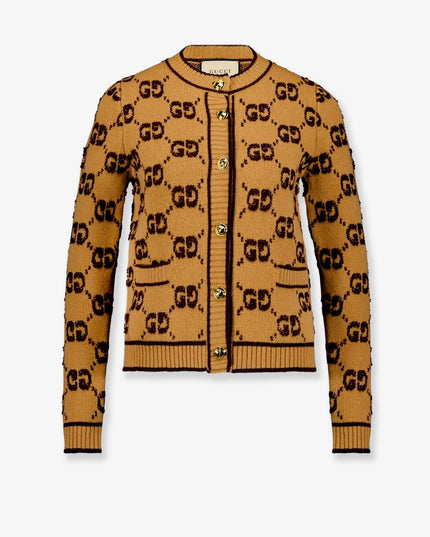 Wool cardigan with GG inlay