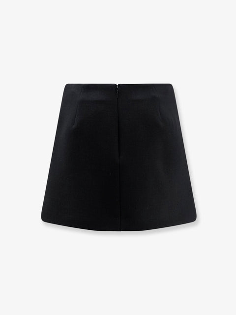 Wool crepe skirt with Double G button