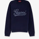 Wool sweater with frontal embroidered logo