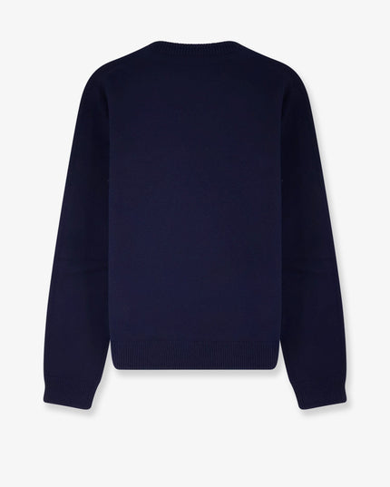 Wool sweater with frontal embroidered logo