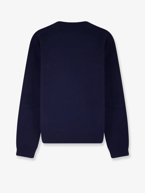 Wool sweater with frontal embroidered logo