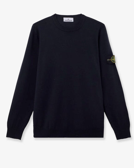 Wool sweater with side logo patch