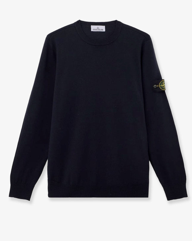 Wool sweater with side logo patch