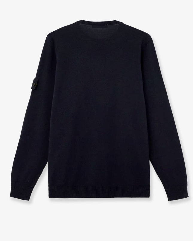 Wool sweater with side logo patch