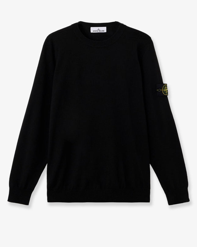 Wool sweater with side logo patch