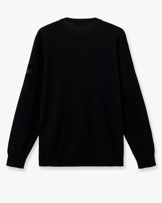 Wool sweater with side logo patch