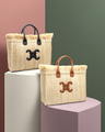 Sac de plage en raphia avec logo CC